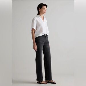 Quince Women’s Bella Stretch Relaxed Straight Jeans Charcoal size 25 inseam 28